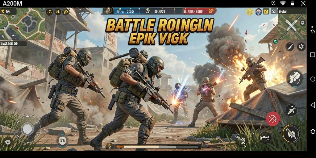 Menampilkan aksi seru dalam permainan Battle Royale A200M.
