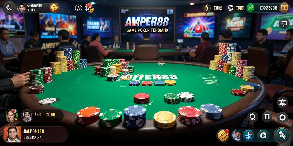 Tampilan menarik gameplay poker di AMPER88.