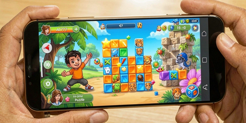 Screenshot gameplay AT777 menampilkan tantangan puzzle yang menarik.