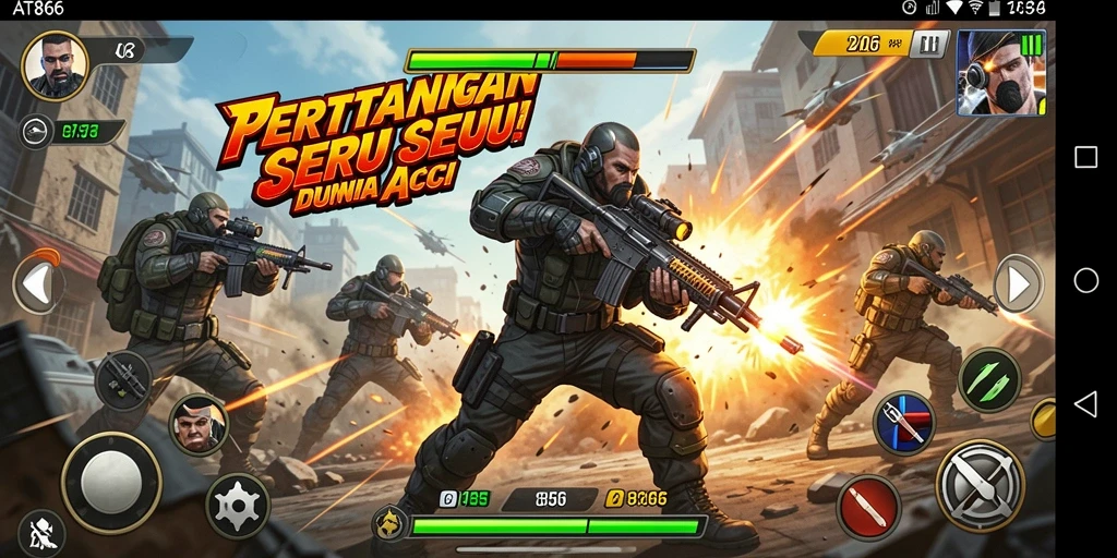 Screenshot AT866 menunjukkan momen intens pertempuran aksi.