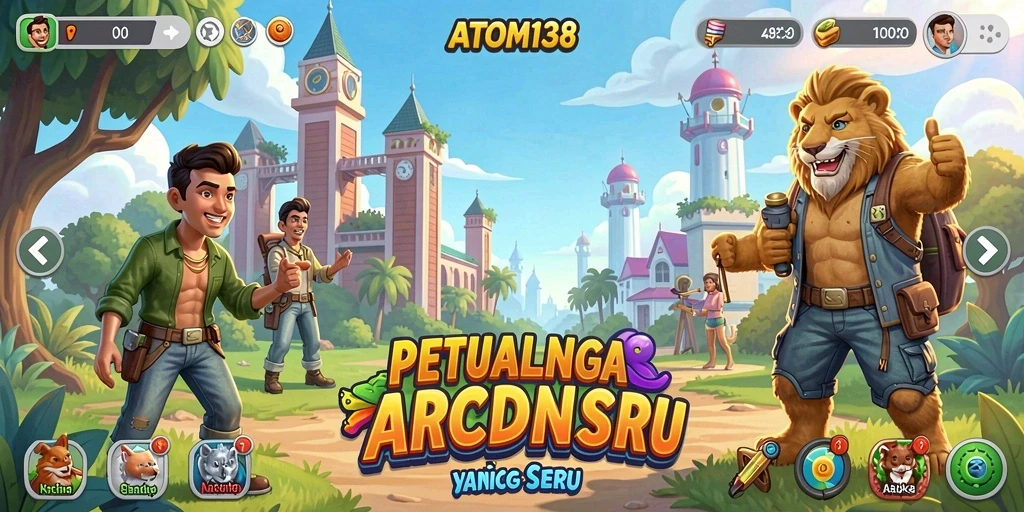 Screenshot gameplay ATOM138 menampilkan aksi seru di level yang penuh warna.