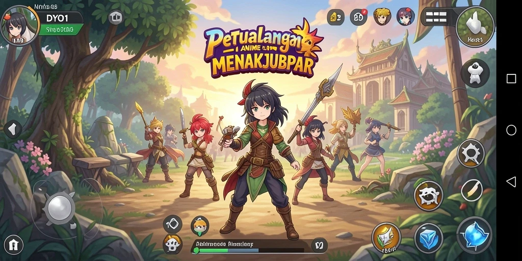 Tampilan permainan DYO1 yang memukau dengan karakter anime yang menarik.