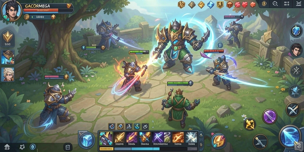 Tampilan seru dari gameplay GACORMEGA dalam aksi SLG.