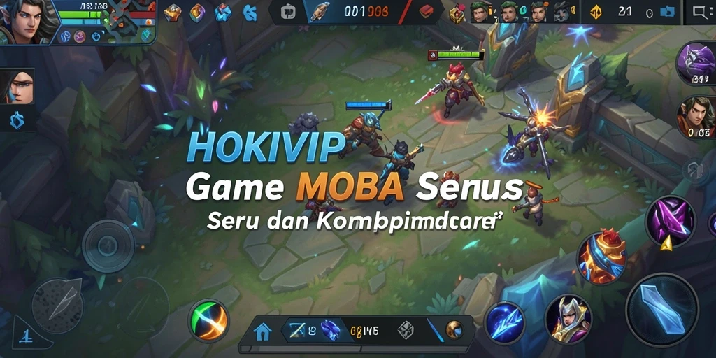 Tampilan gameplay seru HOKIVIP dalam pertempuran MOBA.