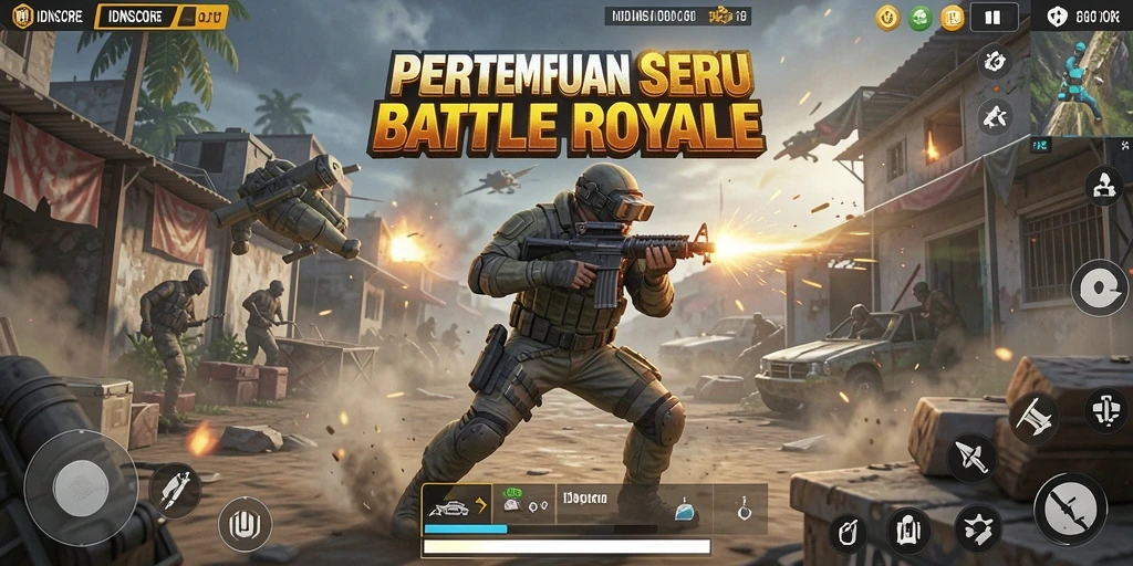 Tampilan gameplay seru dan menegangkan dalam IDNSCORE Battle Royale.