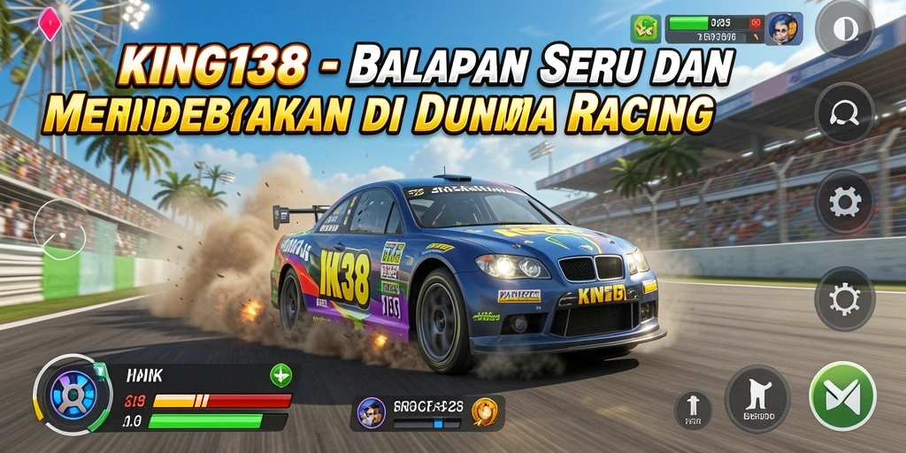 Tampilan gameplay menarik dari KING138 dengan mobil balap yang memukau.