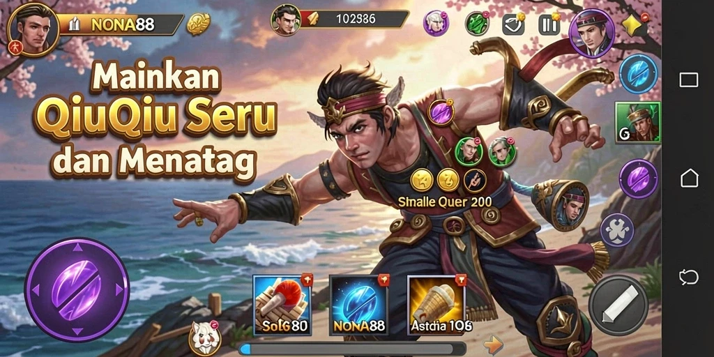 Screenshot NONA88 menampilkan gameplay seru QiuQiu.