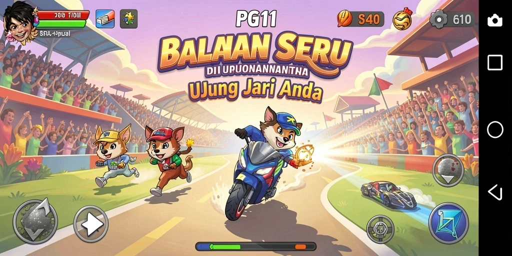 Tangkapan layar PG11 menampilkan grafik balapan yang menegangkan dan mobil yang memukau.