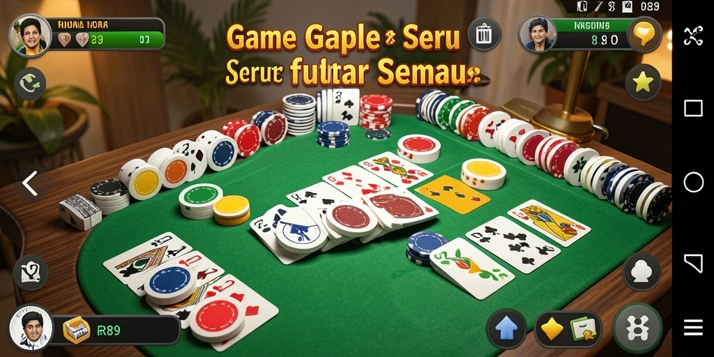 Screenshot gameplay RR89 yang menunjukkan serunya bermain Gaple.