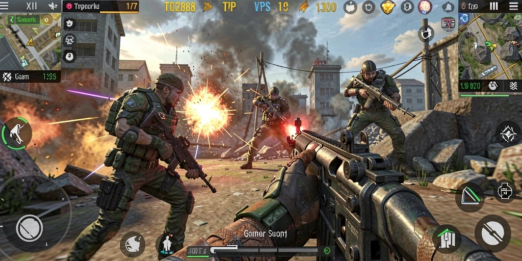 Screenshot menunjukkan aksi mendebarkan dalam gameplay TPS TO288.