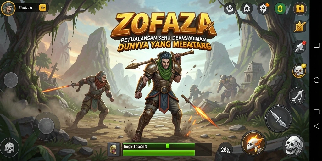 Tampilan menarik dari gameplay petualangan ZOFAZA dengan grafis memukau.